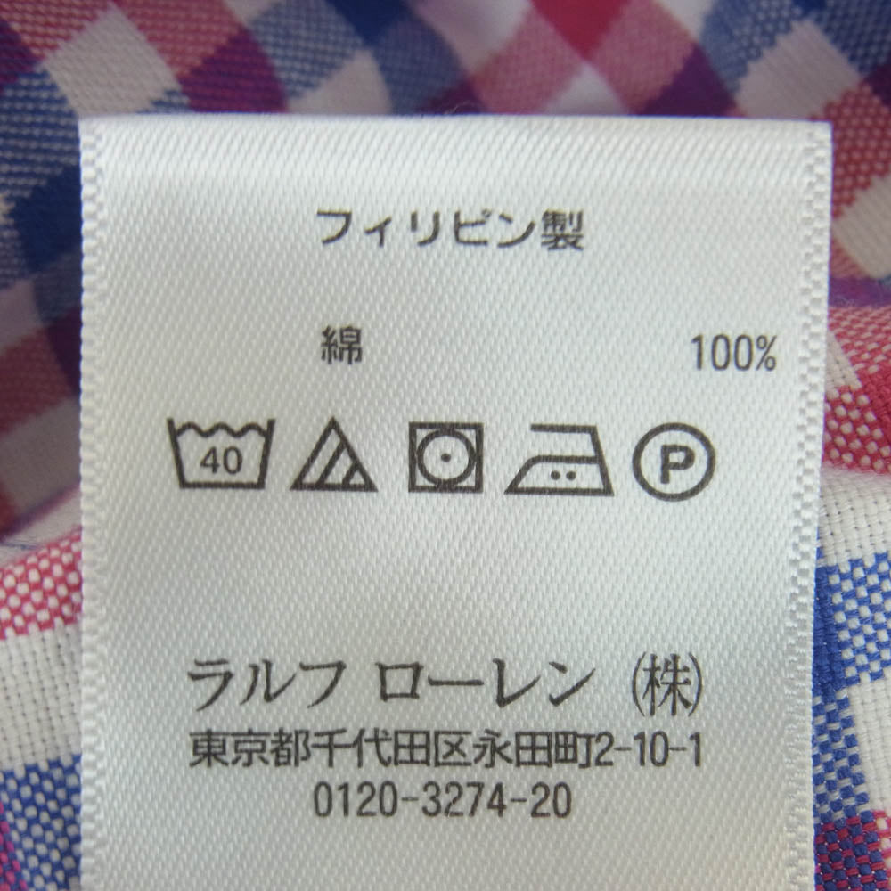 RALPH LAUREN ラルフローレン Classic Fit Plaid Oxford Shirt クラシックフィット チェック柄 オックスフォード ボタンダウン ポニー刺繍 長袖 シャツ ピンク系 ブルー系 ホワイト系 M【美品】【中古】