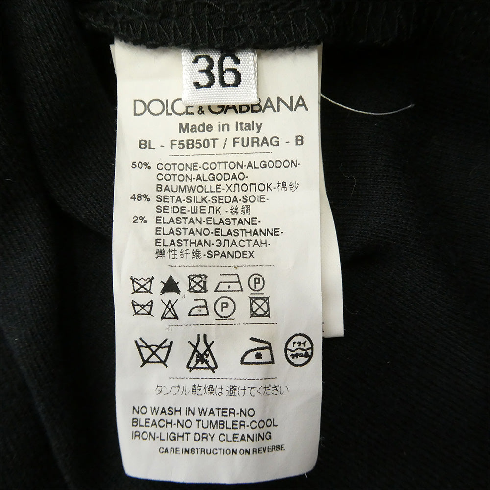 DOLCE&GABBANA ドルチェアンドガッバーナ シルク混 薔薇リボン フリル キャミソール ブラック系 36【中古】