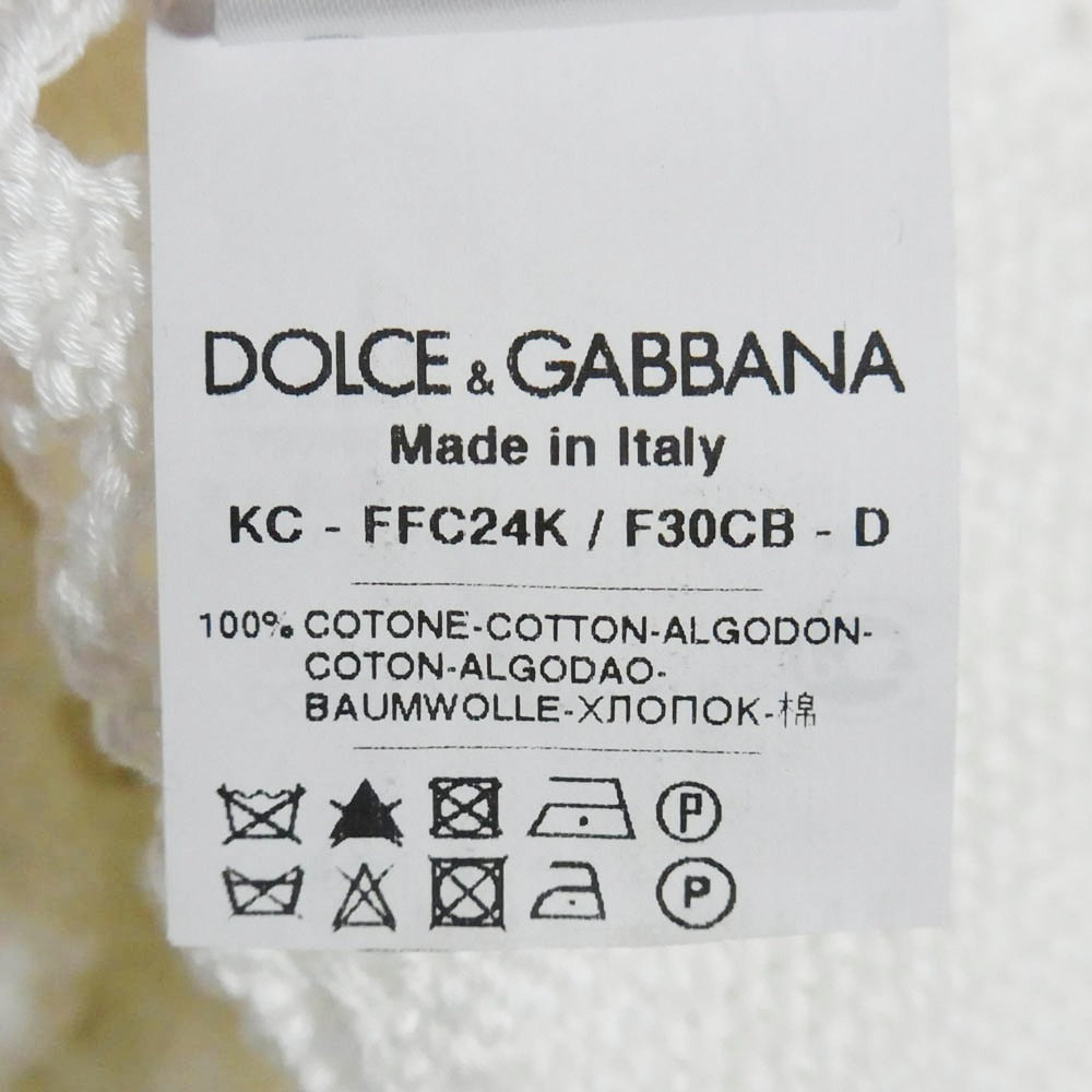DOLCE&GABBANA ドルチェアンドガッバーナ カットワーク クルーネック ニット カーディガン ホワイト系 38【美品】【中古】