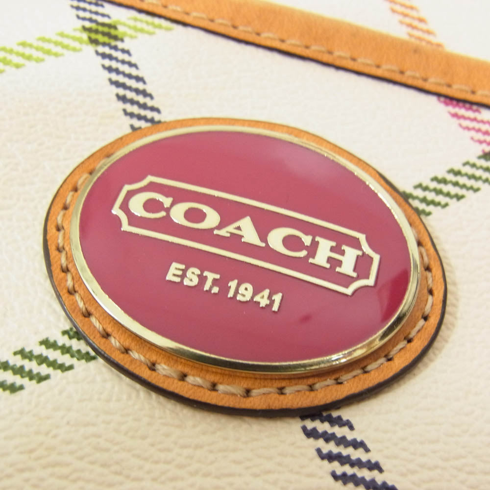 COACH コーチ F21924 2WAY レザー ショルダートート バッグ オフホワイト系【中古】