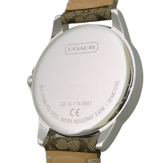 COACH コーチ CA.13.714.0647 ミニシグネチャー柄 総柄ベルト 腕時計 ウォッチ シルバー系 ブラウン系【中古】