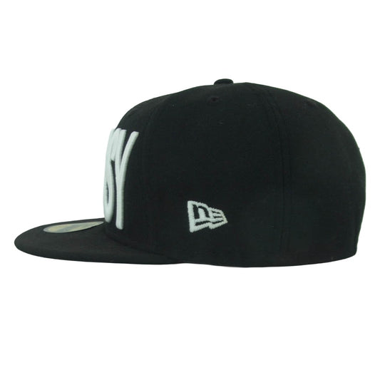 STUSSY ステューシー NEW ERA ニューエラ 59FIFTY ビッグ ロゴ キャップ 帽子 中国製 ブラック系 7.5【中古】