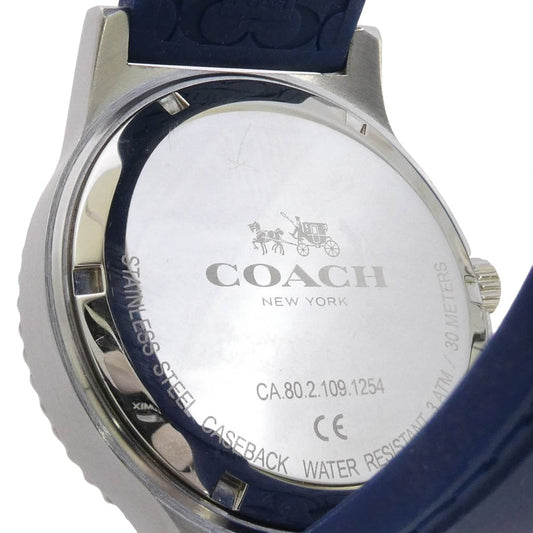 COACH コーチ CA.80.2.109.1254 ラウンド フェイス 青文字盤 ラバーバンド 腕時計 ウォッチ ネイビー系【中古】