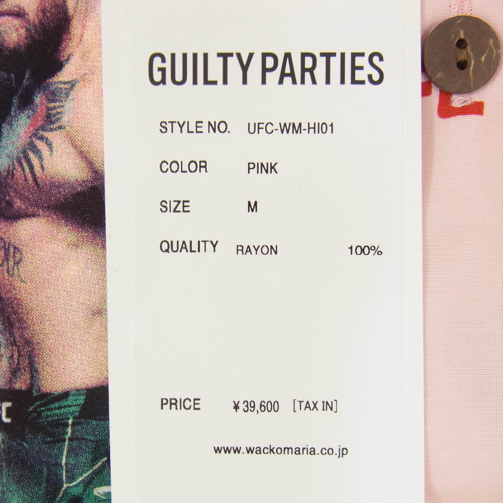 WACKO MARIA ワコマリア 26SS UFC-WM-HI01 x UFC ユーエフシー S/S HAWAIIAN SHIRT TYPE-1 ハワイアン アロハ 開襟 オープンカラー 半袖 シャツ ピンク系 M【新古品】【未使用】【中古】