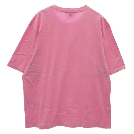 AMI PARIS アミパリス UTS004.726 AMI DE COEUR ロゴ 刺繍 ワンポイント Tシャツ 半袖 カットソー ピンク系 XL【中古】