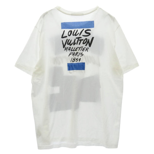 LOUIS VUITTON ルイ・ヴィトン POP UP STORE 限定 グラフィック ペイント ロゴ Tシャツ 半袖 カットソー ホワイト系 XL【中古】