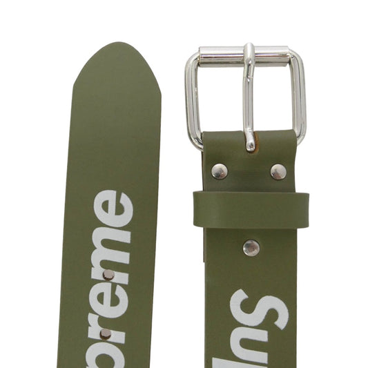 Supreme シュプリーム 22SS Repeat Leather Belt リピート ロゴ レザー ベルト モスグリーン系 S/M【美品】【中古】