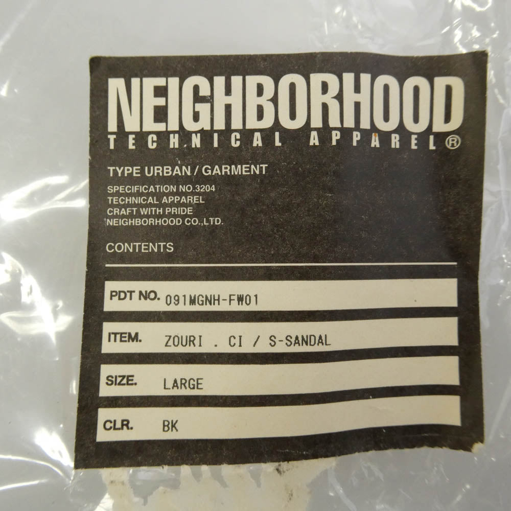 NEIGHBORHOOD ネイバーフッド 09SS 091MGNH-FW01 ZOURI S-SANDAL ロゴ プリント ゾウリ ビーチ サンダル ブラック系 L【新古品】【未使用】【中古】