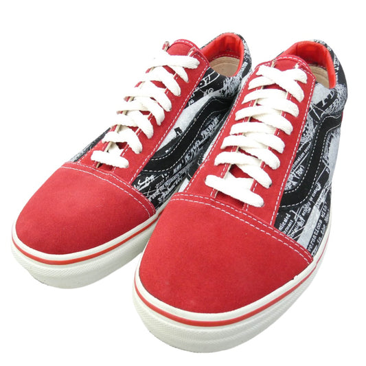 Supreme シュプリーム VANS バンズ 04AW x VANS バンズ US SKATE OLD SKOOL FBI Print オールドスクール レッド ホワイト ローカット スニーカー エンジ系 27.5cm【中古】