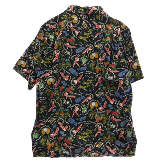 The REAL McCOY'S ザリアルマッコイズ MS21002 COTTON HAWAIIAN SHIRT / FLYING TIGERS コットン ハワイアン シャツ フライングタイガー 半袖 シャツ ブラック ブラック系 15【美品】【中古】