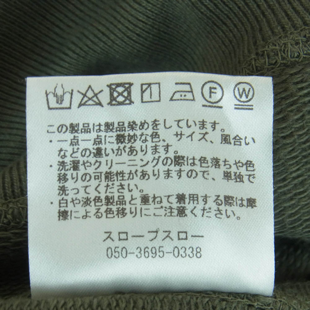 スロープスロウ 23SS 1231014 TUCK JERSEY OVERDYED HALF SLEEVE TEE スウェット 半袖 カットソー Tシャツ グリーン系 M【中古】