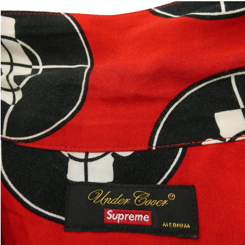 Supreme シュプリーム 18SS × UNDERCOVER Public Enemy Rayon Shirt アンダーカバー パブリック エネミー レーヨン 半袖 開襟 シャツ レッド系 M【中古】