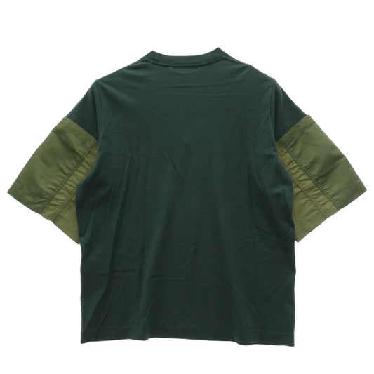 TOGA トーガ TV251-JK330 Cotton jersey S/S コットン ジャージ 異素材 切り替え 半袖 Tシャツ グリーン系 46【中古】