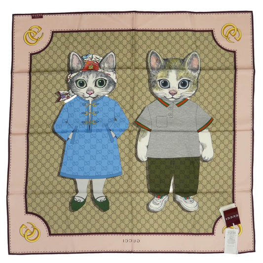 GUCCI グッチ 848288 3G001 6172 × Yuko Higuchi Printed Silk Scarf Japan Exclusive ヒグチユウコ プリント 日本限定 シルク スカーフ マルチカラー系【新古品】【未使用】【中古】