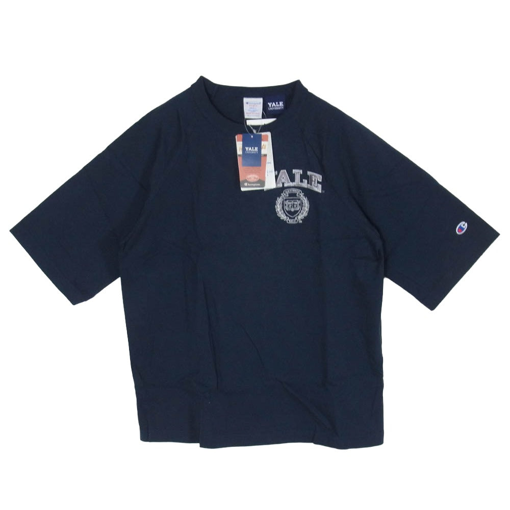 Champion チャンピオン C5-Z307 USA製 YALE カレッジ刺繍 半袖 Tシャツ ネイビー系 S 新古品 未使用 中古
