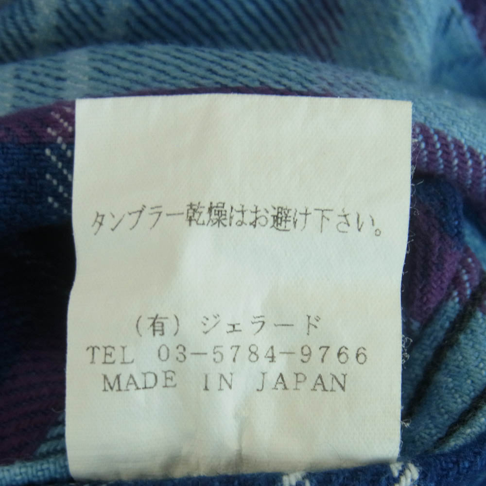 JELADO ジェラード チェック コットン 長袖 ネル シャツ 日本製 ブルー系 15【中古】