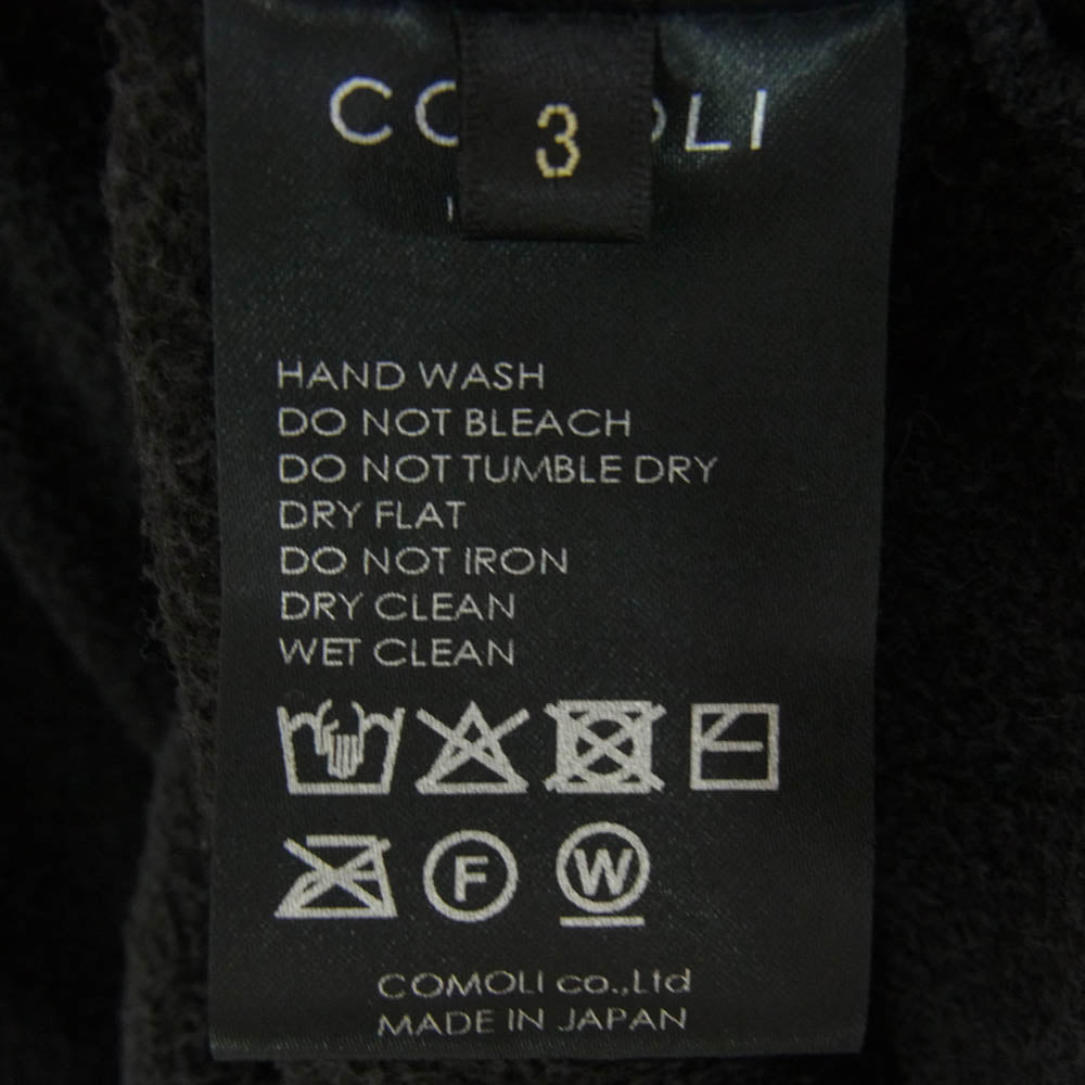 COMOLI コモリ 25AW C03-05011 シルク フリース ジップジャケット FADE BLACK ブラック系 3【中古】