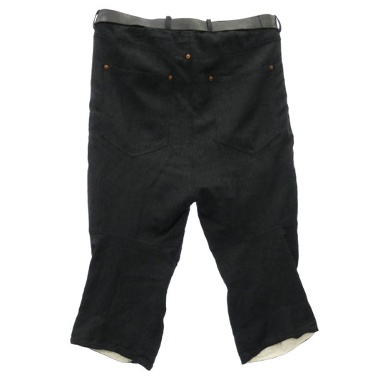 Paul Harnden ポールハーデン Mens Belt Jean レザーベルト ウールリネン クロップド パンツ グレー系 S【中古】