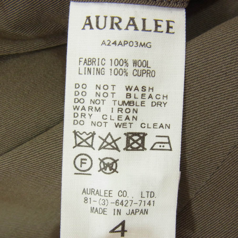 AURALEE オーラリー 24AW A24AP03MG LIGHT WOOL MAX GABARDINE TWO-TUCK SLACKS ライトウールマックス ウールギャバジン スラックス パンツ ブラウン系 4【中古】
