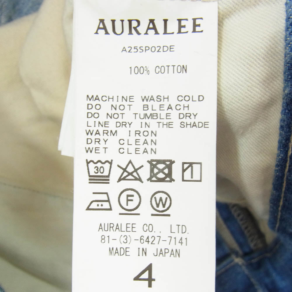 AURALEE オーラリー 25SS A25SP02DE SELVEDGE FADED LIGHT DENIM PANTS A ヴィンテージ加工 フェード セルビッジ デニム パンツ ジーンズ インディゴブルー系 4【中古】