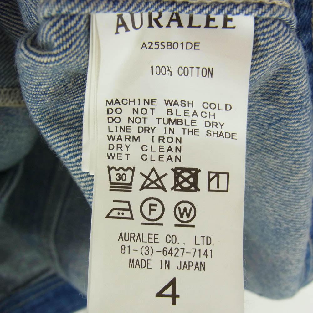 AURALEE オーラリー 25SS A25SB01DE SELVEDGE FADED LIGHT DENIM BLOUSON セルビッジ デニム ジャケット ブルゾン インディゴブルー系 4【中古】