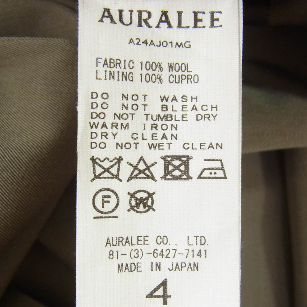AURALEE オーラリー 24AW A24AJ01MG LIGHT WOOL MAX GABARDINE JACKET ウールギャバジン テーラード ジャケット ブラウン系 4【中古】