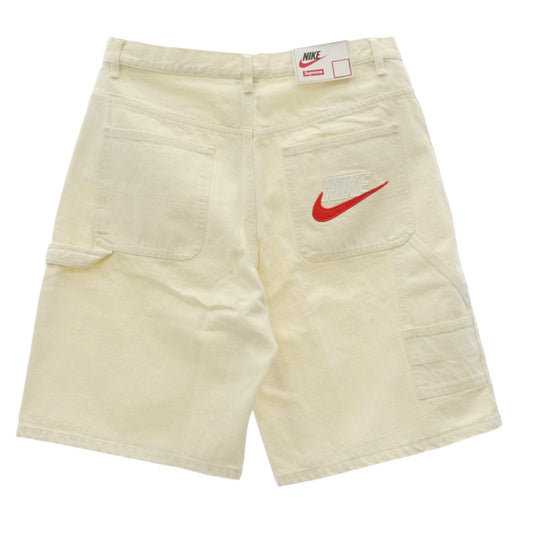 Supreme シュプリーム NIKE ナイキ 24SS FQ0344-120 x Nike ナイキ Denim Short スウッシュ刺繍 デニム ショート ハーフパンツ ショーツ オフホワイト系 34【極上美品】【中古】
