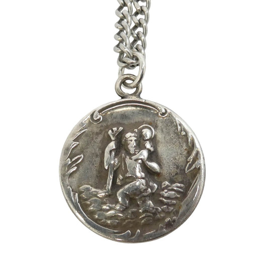 ヴィンテージ 50s USA製 CREED社 St.Christopher 聖クリストファー シルバー ネックレス シルバー系【中古】