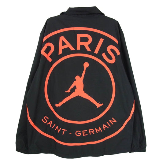NIKE ナイキ BQ4213-011 × JORDAN ジョーダン × PARIS SAINT GERMAIN パリサンジェルマン COACHES JACKET バックロゴプリント コーチジャケット ブラック系 L【中古】