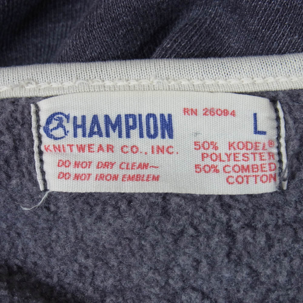 Champion チャンピオン ヴィンテージ ランタグ ヘンリーネック 半袖 スウェット ダークグレー系 L【中古】