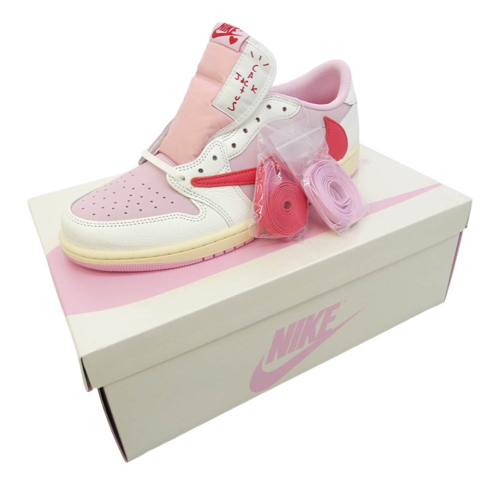 NIKE ナイキ IQ7604-101 【フェイクバスターズ鑑定済】 × Travis Scott トラヴィススコット × Air Jordan 1 Retro Low OG Sail Tropical Pink エアジョーダン1 レトロ ロー ローカットスニーカー ピンク系 ホワイト系 29cm【新古品】【未使用】【中古】