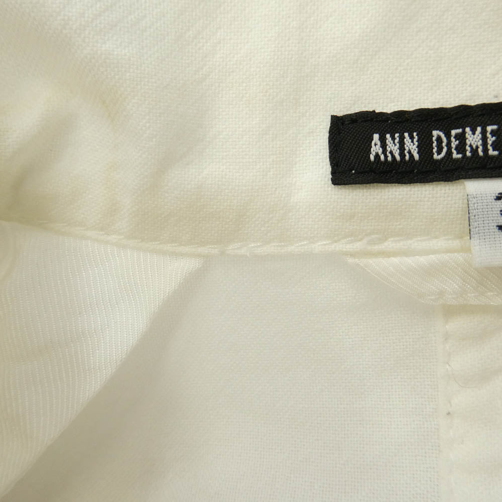 ANN DEMEULEMEESTER アンドゥムルメステール 16SS 21-31-461020 肩パッド入り シフォン裾 シャツ ジャケット オフホワイト系 34【中古】