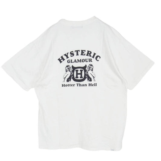 HYSTERIC GLAMOUR ヒステリックグラマー 02241CT54 HOTTER THAN HELL ヒスガール プリント Tシャツ 半袖 カットソー ホワイト系 XL【中古】