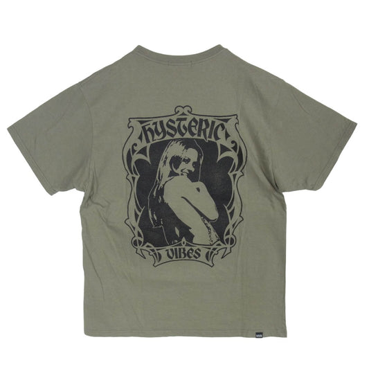 HYSTERIC GLAMOUR ヒステリックグラマー 02241CT61 HYSTERIC VIBES Tシャツ ヒスガール プリント 半袖 カットソー カーキ系 L【中古】