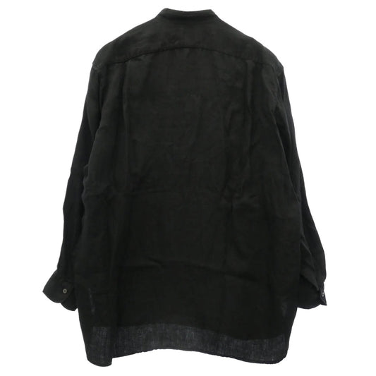 COMOLI コモリ 24SS Z01-02019 リネンW クロス プルオーバー シャツ ブラック系 3【中古】