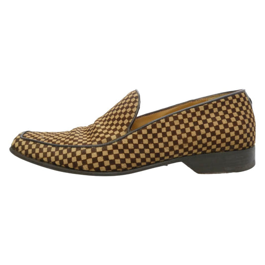 LOUIS VUITTON ルイ・ヴィトン BA0032 ダミエ ソバージュ ハラコ ローファー シューズ ブラウン系 6.5【中古】