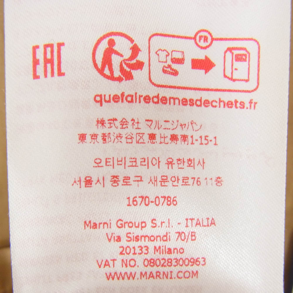 MARNI マルニ CUMU0297P0 USCT88 POPLIN ZIP SHIRT WITH HIDDEN LOGO ロゴ プリント ジップアップ 長袖 シャツ ブラウン系 44【中古】