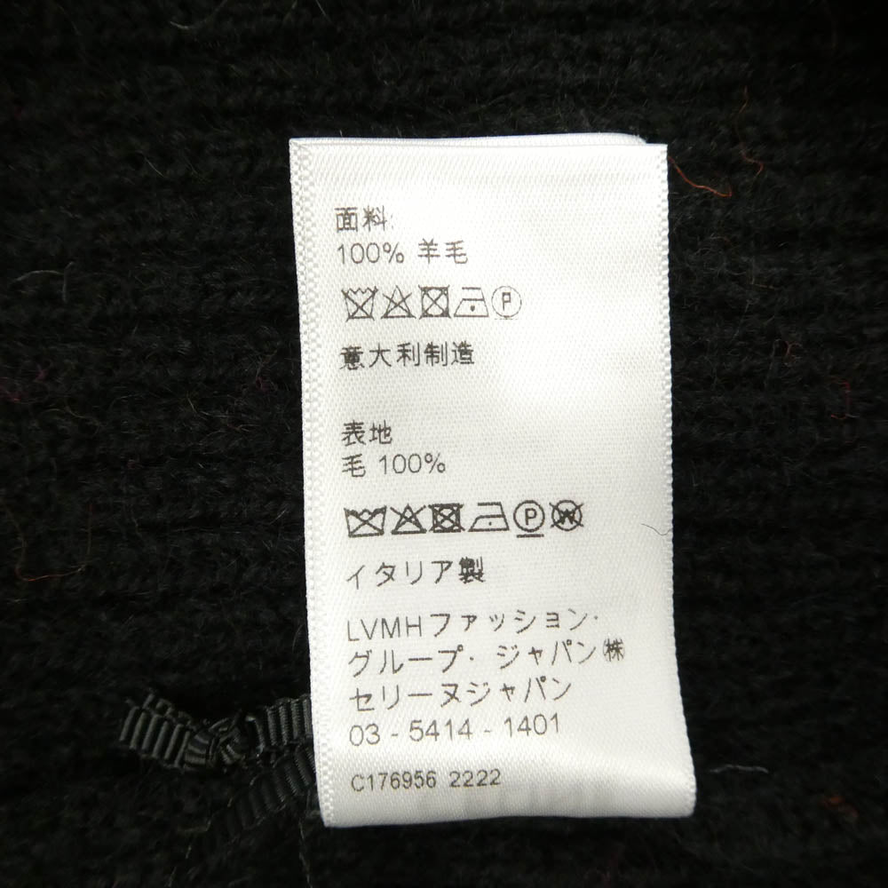 CELINE セリーヌ 22AW 2AC23579S Ski Jacquard Hooded Wool Knit Hoodie スキー ジャガード フーデッド ウール ニット ロゴ フーディー パーカー ブラック系 S【新古品】【未使用】【中古】