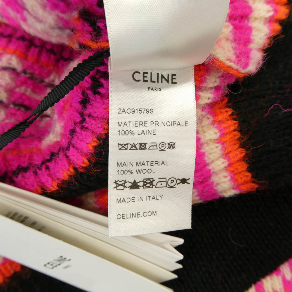 CELINE セリーヌ 2AC91579S Ski Jacquard Wool Knit Cardigan スキー ジャガード ウール ニット カーディガン マルチカラー系 S【新古品】【未使用】【中古】