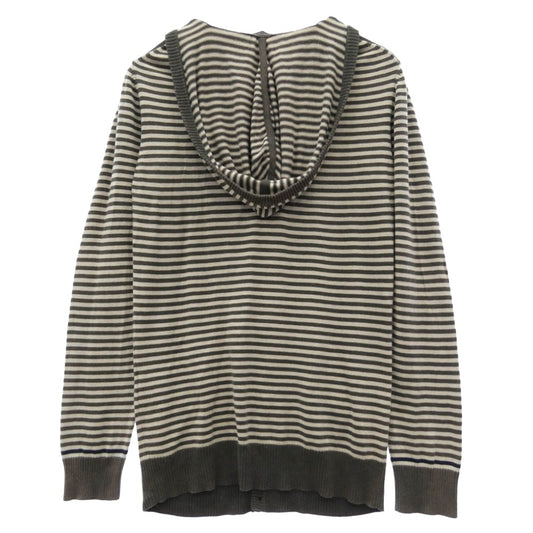 BURBERRY BLACK LABEL バーバリーブラックレーベル BMT26-206-06 ボーダー フーデット カーディガン チャコール系 2【中古】