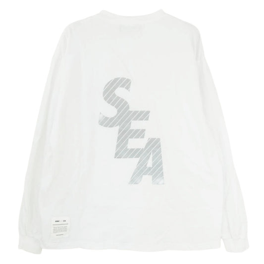 WIND AND SEA ウィンダンシー WDS-MLTR-04 リフレクティブ ロゴ プリント ロングスリーブ 長袖 Tシャツ カットソー ロンT ホワイト系 M【中古】