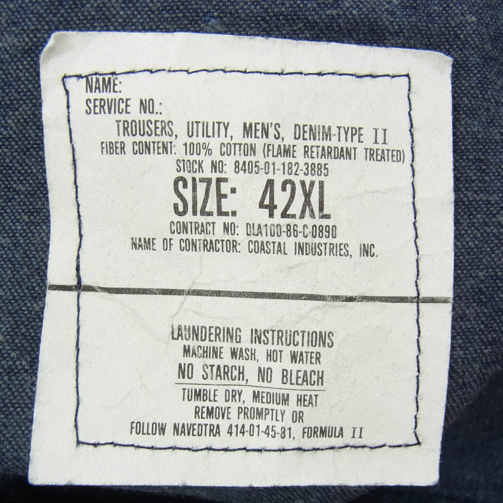 ユーエスネイビー Vintage 86年製 80s Sailor Pants デニム セーラー パンツ インディゴブルー系 XL【中古】