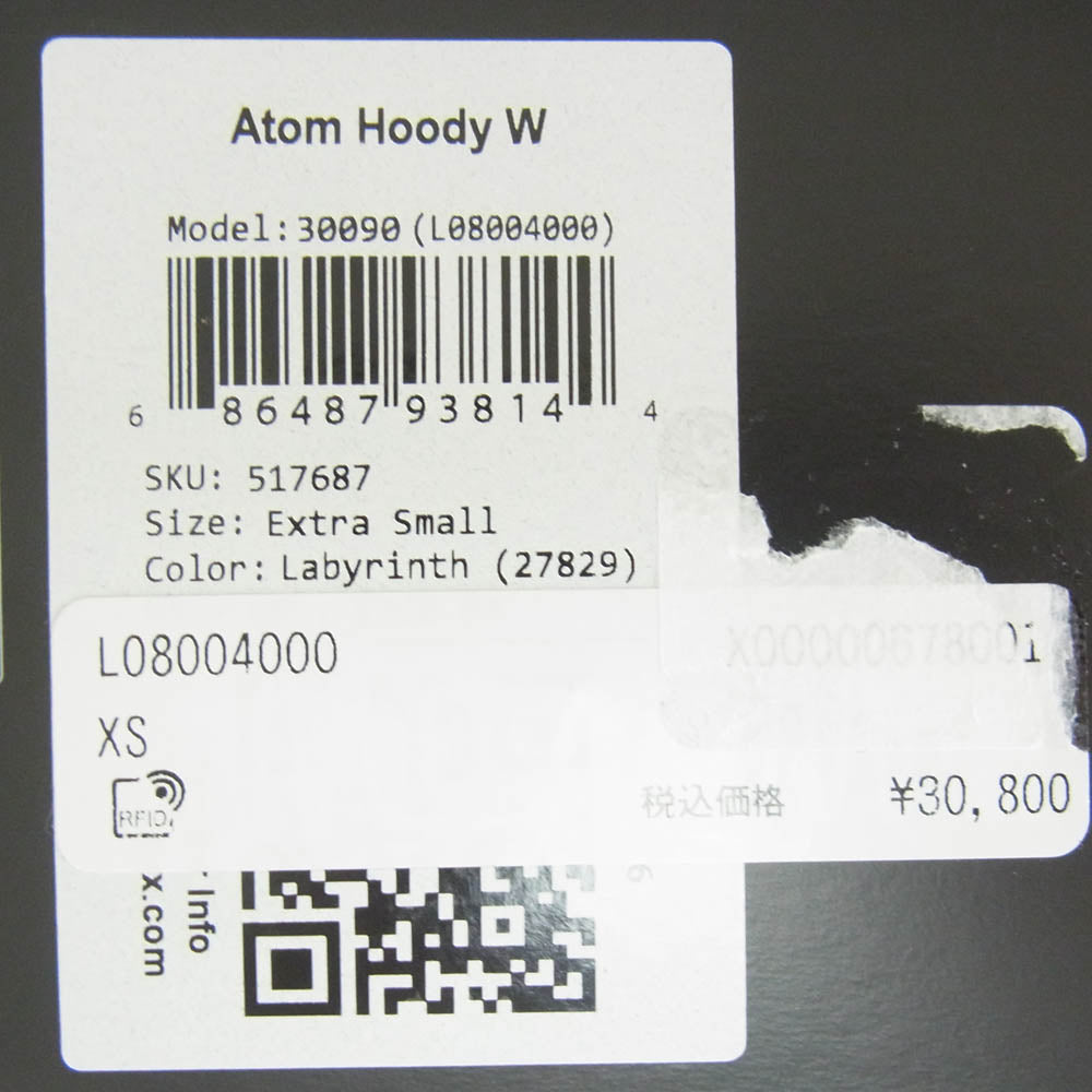 ARC'TERYX アークテリクス 30090 2022年製 Atom Hoody Womens アトム フーディー ウィメンズ 中綿ジャケット グリーン系 XS【極上美品】【中古】