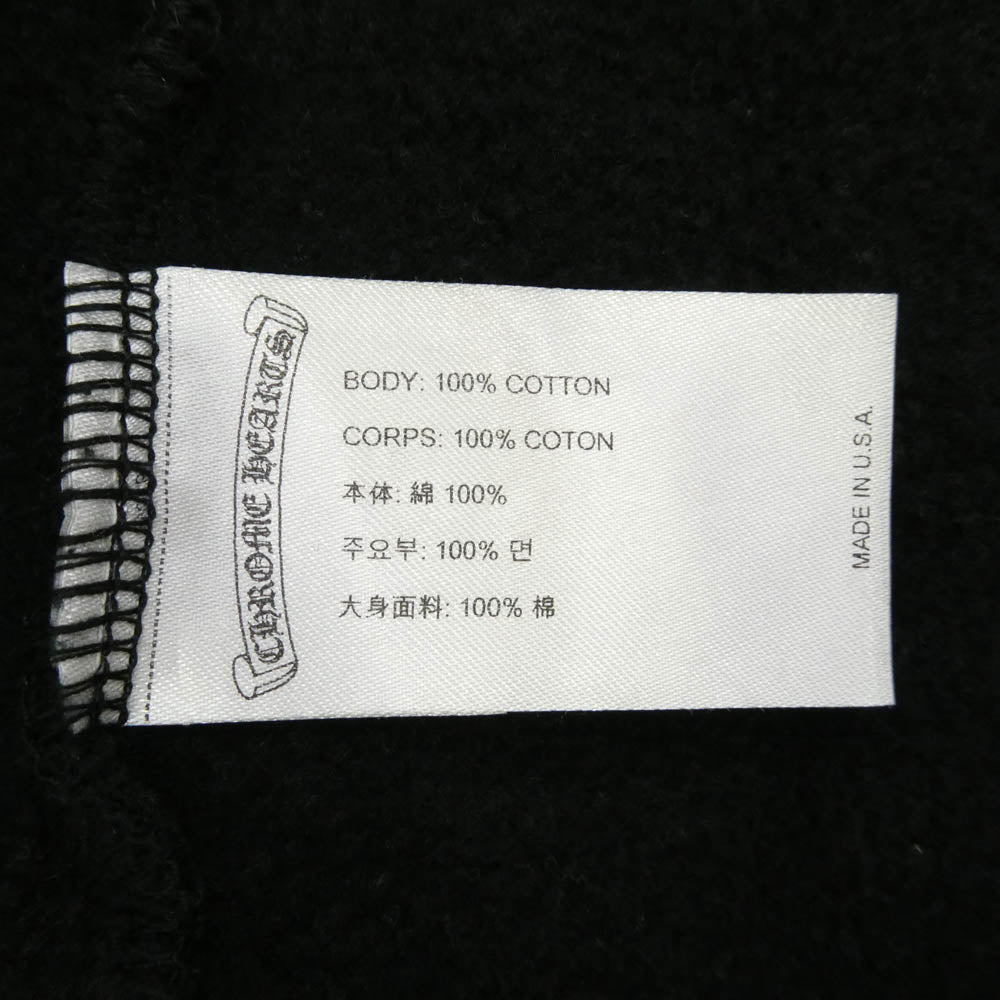 CHROME HEARTS クロムハーツ(原本無) SWTSHRT HD ZIP 袖フローラル バック ホースシュー プリント ジップ パーカー ブラック系 XL【中古】