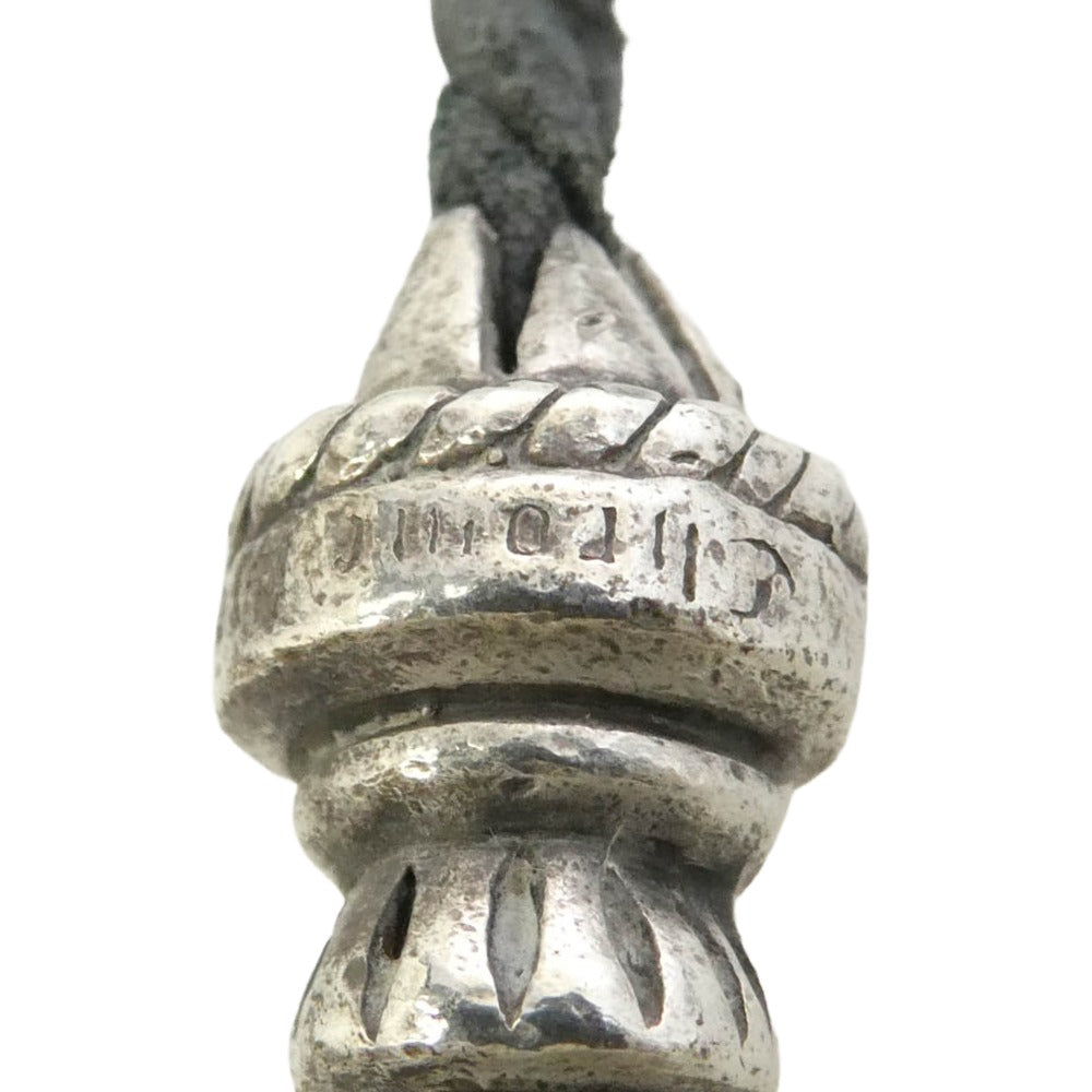 CHROME HEARTS クロムハーツ(原本無) LEATHER BRAID BC ボロチップ レザーブレード レザーブレイド ネックレス ブラック系 シルバー系【中古】