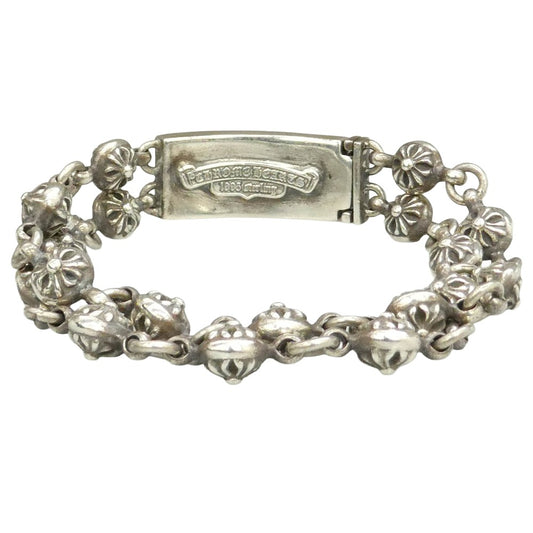 CHROME HEARTS クロムハーツ(原本無) DBL CRS BALL FLRL ダブルクロスボール フローラルクロス ID ブレスレット シルバー系【中古】