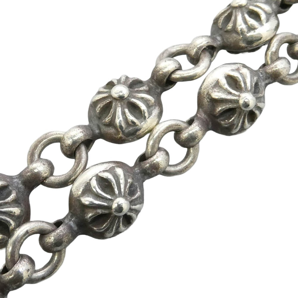 CHROME HEARTS クロムハーツ(原本無) DBL CRS BALL FLRL ダブルクロスボール フローラルクロス ID ブレスレット シルバー系【中古】