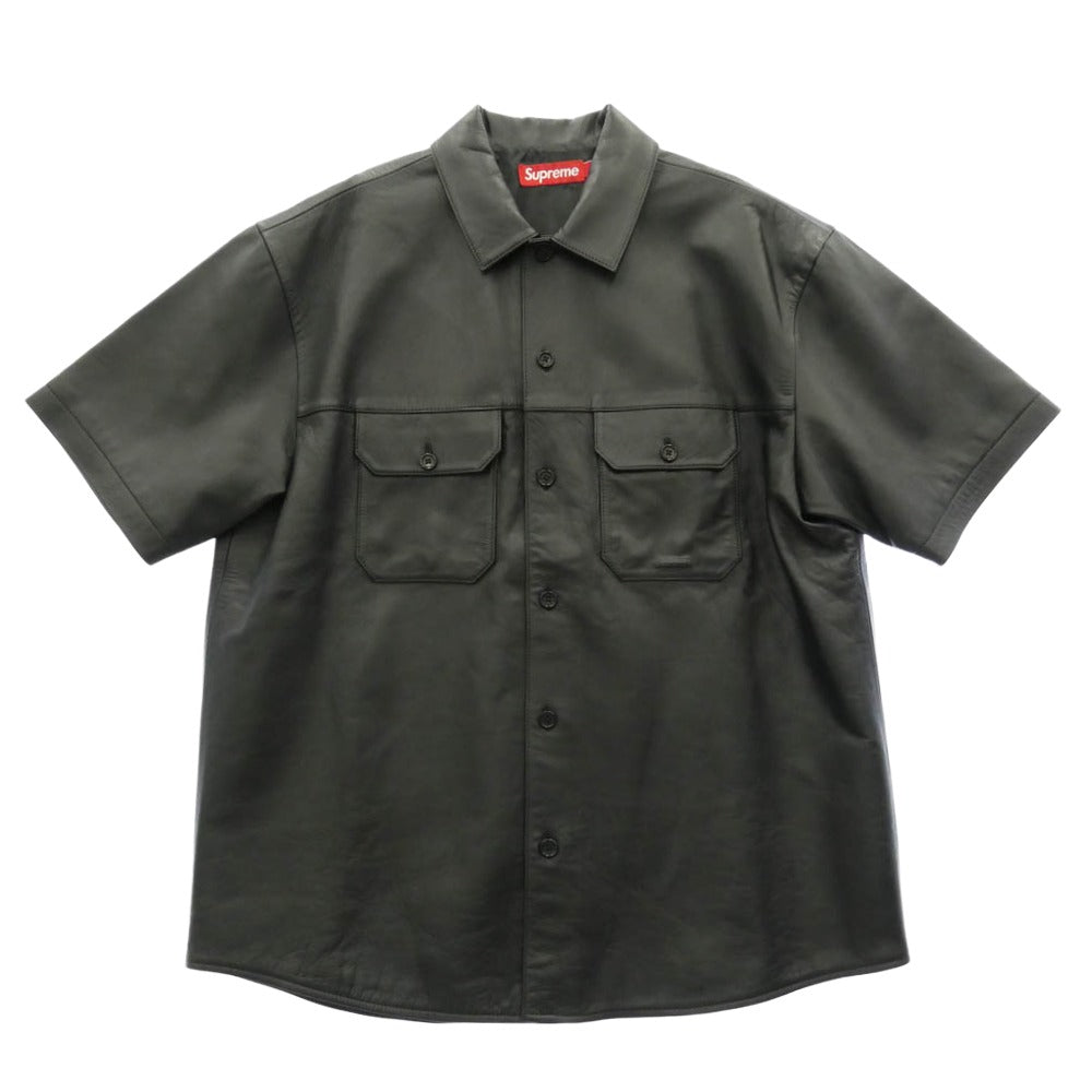 シュプリーム  23AW  S/S Leather Work Shirt レザーワーク半袖シャツ メンズ M Supreme シュプリーム 23AW S/S Leather Work Shirt レザー 半袖