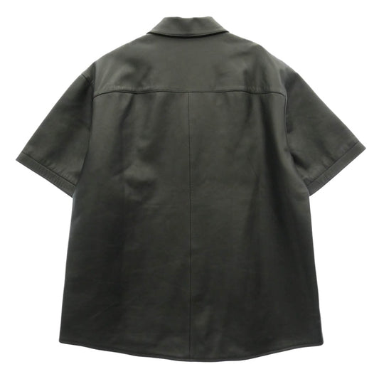 Supreme シュプリーム 23AW S/S Leather Work Shirt レザー 半袖 ワークシャツ ブラック系 L【極上美品】【中古】
