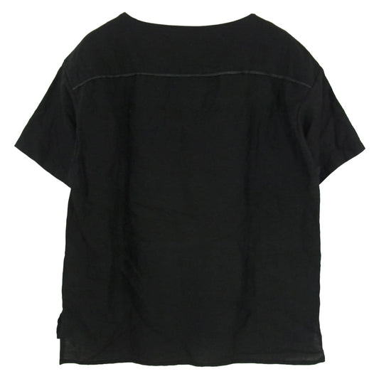 ISAMUKATAYAMA BACKLASH イサムカタヤマバックラッシュ 1659-03 リネン 半袖 Tシャツ ブラック系 L【美品】【中古】